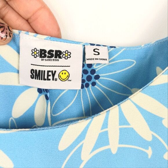 BSR by Samii Ryan X Smiley Face Light Blue Floral Mini Slip Dress Size Small - Picture 11 of 11